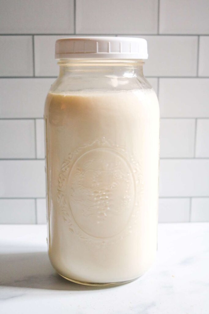 glass jar of milk kefir