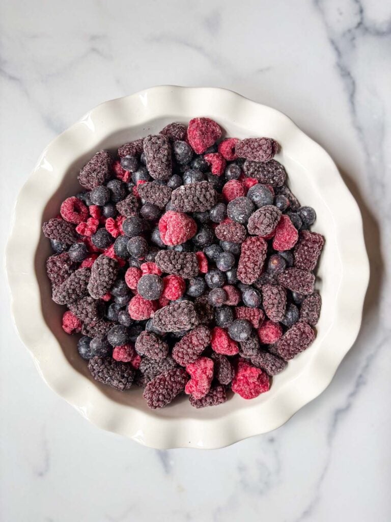 mixed berries in pie dish